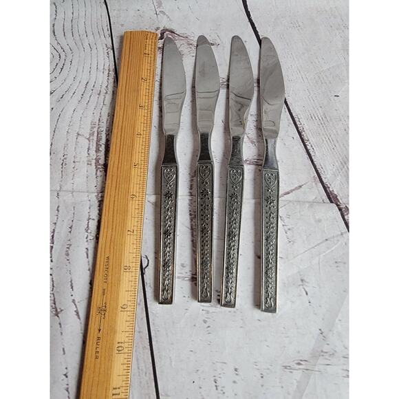 Vintage United Silver Co. USI2 Stainless Steel 4 Dinner Knives - Picture 3 of 3